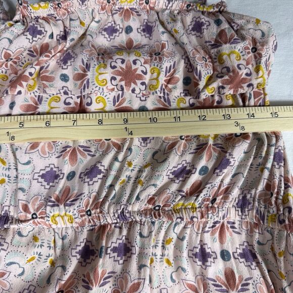 Loft Dress‎ Women Med Peach Pink Floral Maxi Tiered Ruffle Coquette CottageCore - Picture 5 of 11